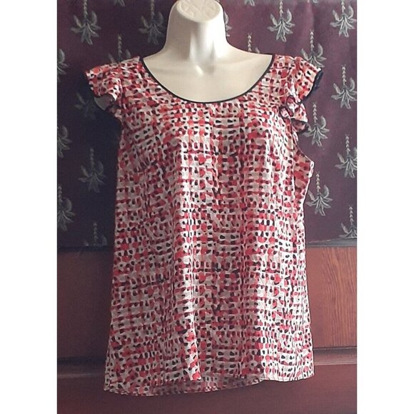 Ann Taylor Top Blouse Flutter Cap Sleeve Cutout Back Spring Summer Top 8 - Picture 1 of 16